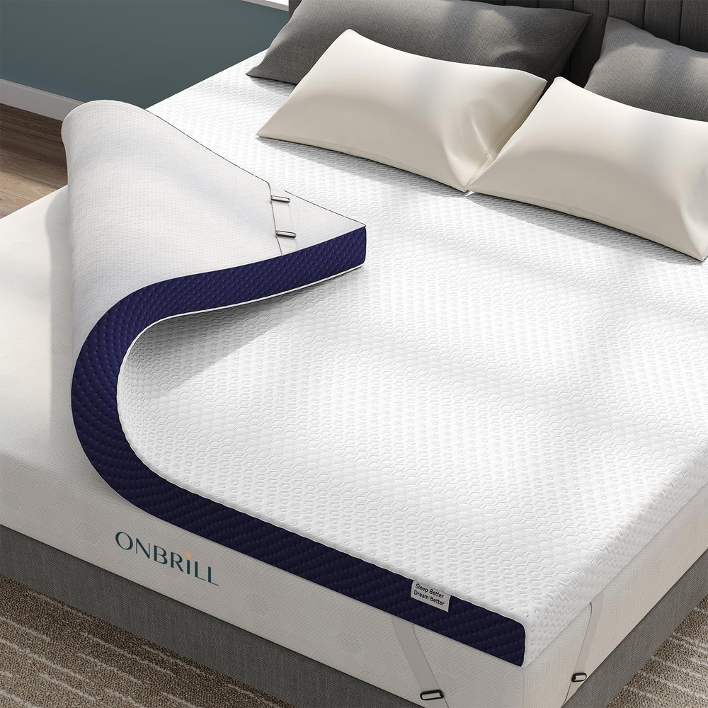 4 Inch Full Size Gel Memory Foam Mattress Topper with Ice Silk Touch Cover, H...