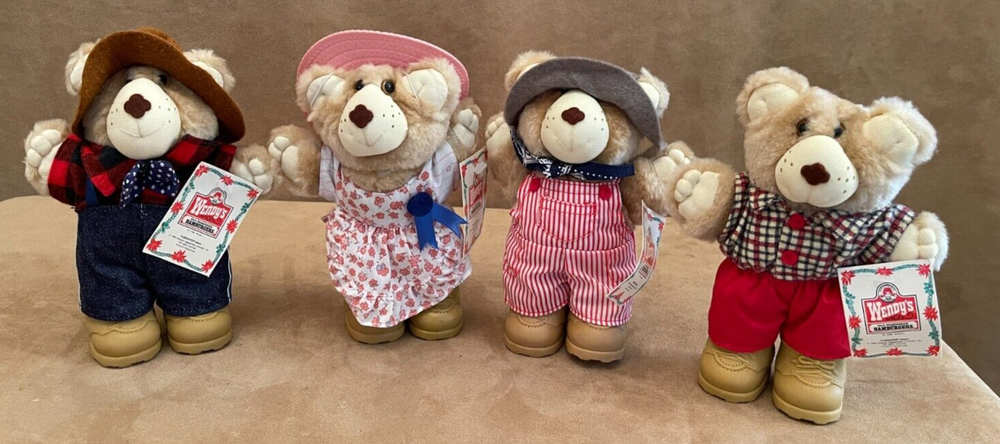 Furskins Bears 1986 Wendy's Kids meal small Plush animals vintage Restaurant