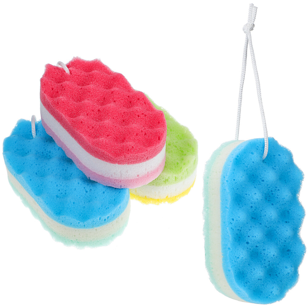 4-Pack Kitchen and Bath Scrub Sponges for Body and Surface Cleaning