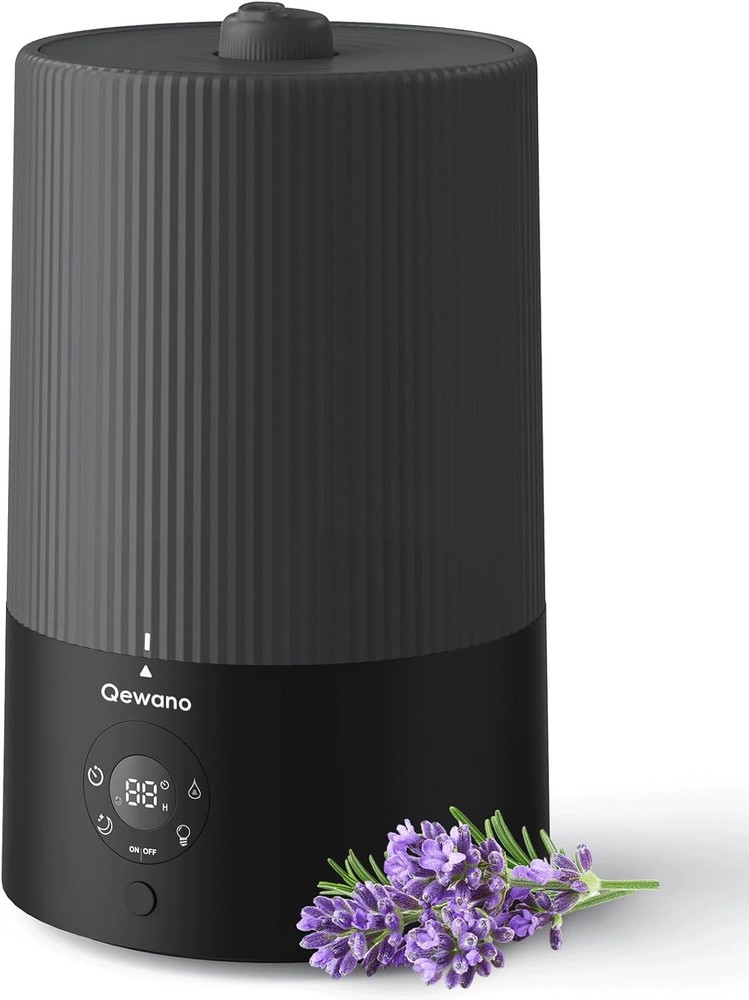 4L Top Fill Cool Mist Humidifier with Oil Diffuser for Bedroom in Sleek Black Design