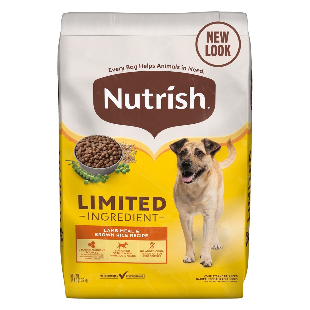 Nutrish Lamb Meal & Brown Rice Dog Food, Limited Ingredient Dry, 14 lb Bag