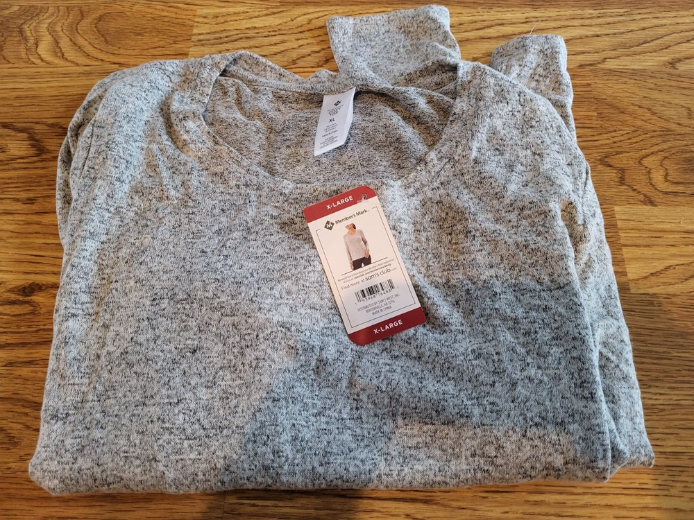 Cozy Gray Heather Ladies Pullover Shirt Long Sleeve Stretch Top XL NEW-image