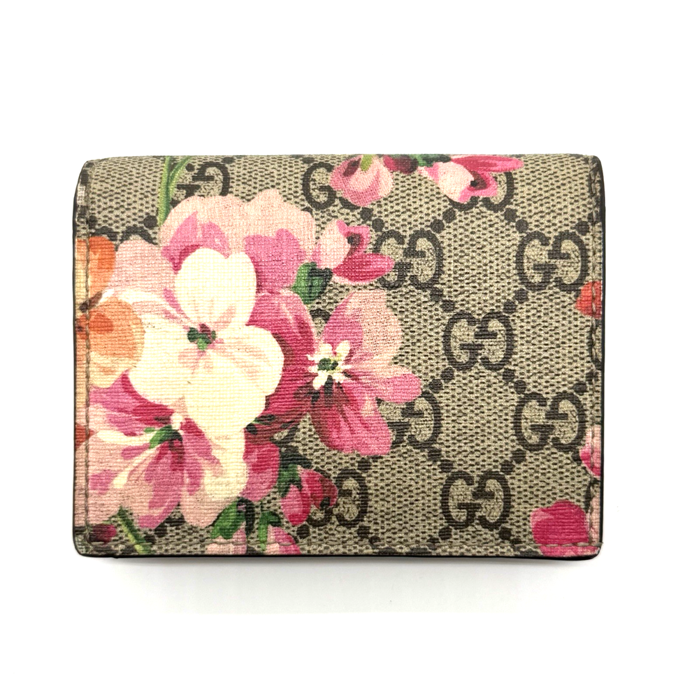 GUCCI Blooms Floral Bifold Wallet GG Supreme Card Case Authentic