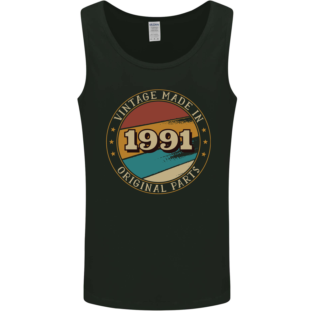 34th Birthday Vintage Made In 1991 Mens Vest Tank Top