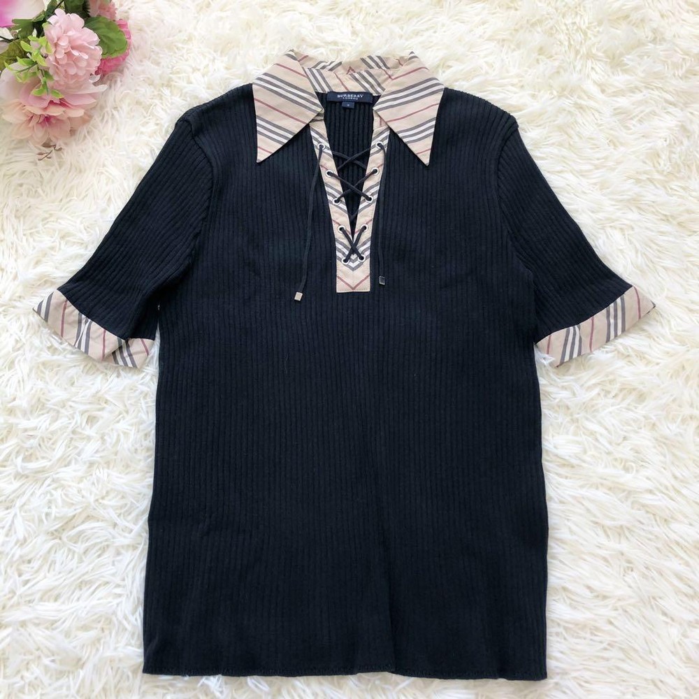 Burberry London Collared Nova Check Short Sleeve Shirt Black Cotton New