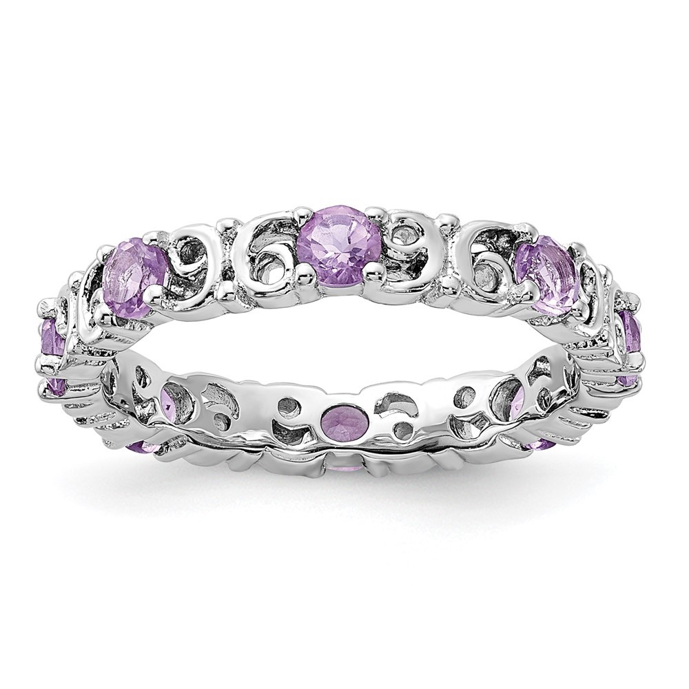 925 Sterling Silver Stackable Expressions Amethyst Ring Size 5