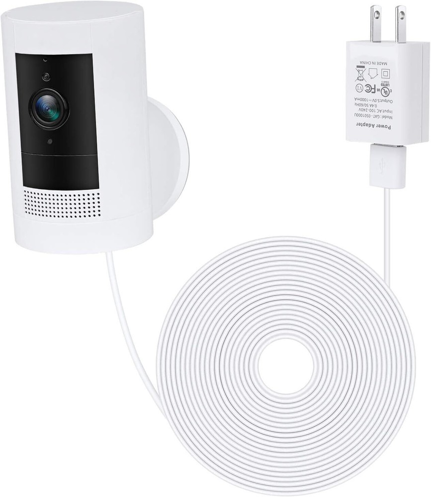 ALERTCAM Power Adapter for Ring Stick Up Cam Battery 3rd Gen in White