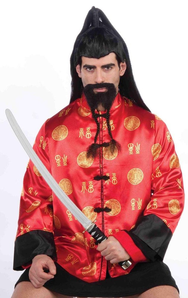 Accesorio Disfraz Bigote y Barba Trenzado Negro Talla Única