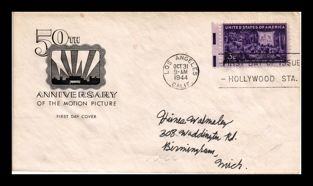 DR JIM STAMPS US COVER MOTION PICTURES 50TH ANNIVERSARY FDC SCOTT 926 HF CACHET