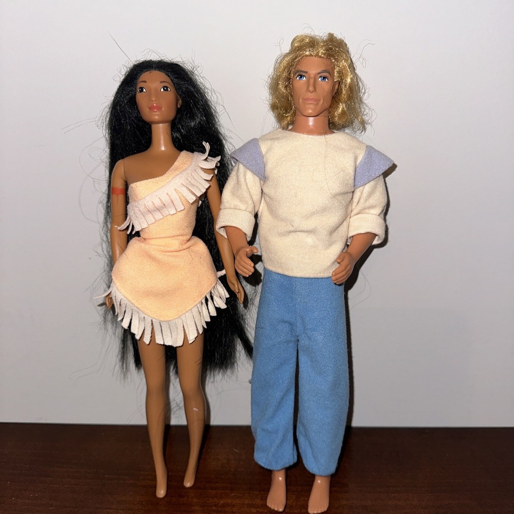 Vintage Disney Pocahontas & John Smith Barbie Dolls Rare