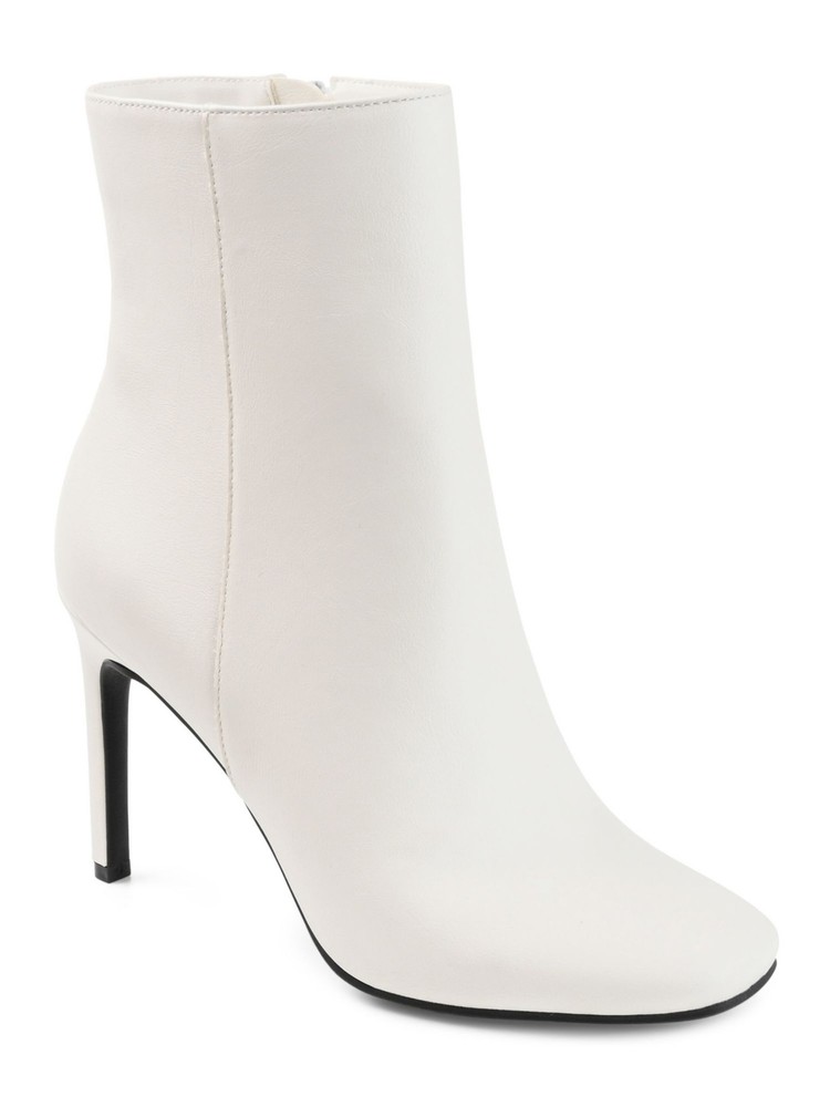 JOURNEE COLLECTION Womens White Comfort Silvy Square Toe Stiletto Booties 8 M