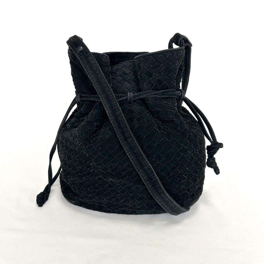 BOTTEGA VENETA Shoulder Bag Black Intrecciato suede Authentic F12271850