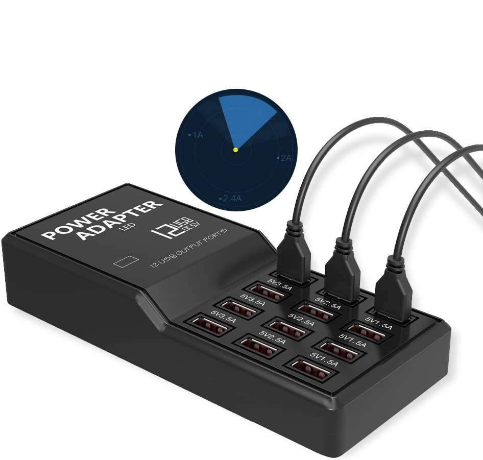 12-Port USB Charging Station - Fast Desktop Hub for Multiple Devices  