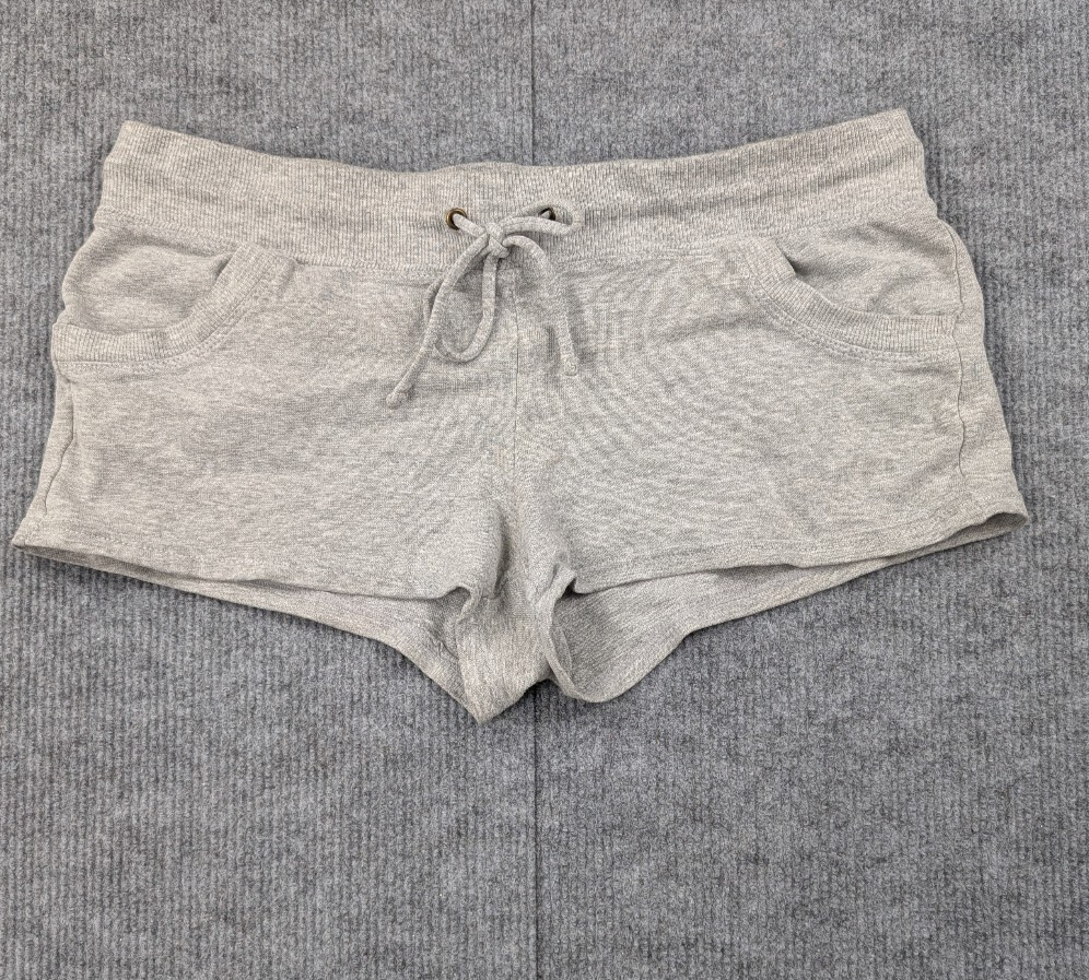 OP Micro Mini Sweat Shorts Womens Medium Vintage Y2K Athleisure Gray Low Rise