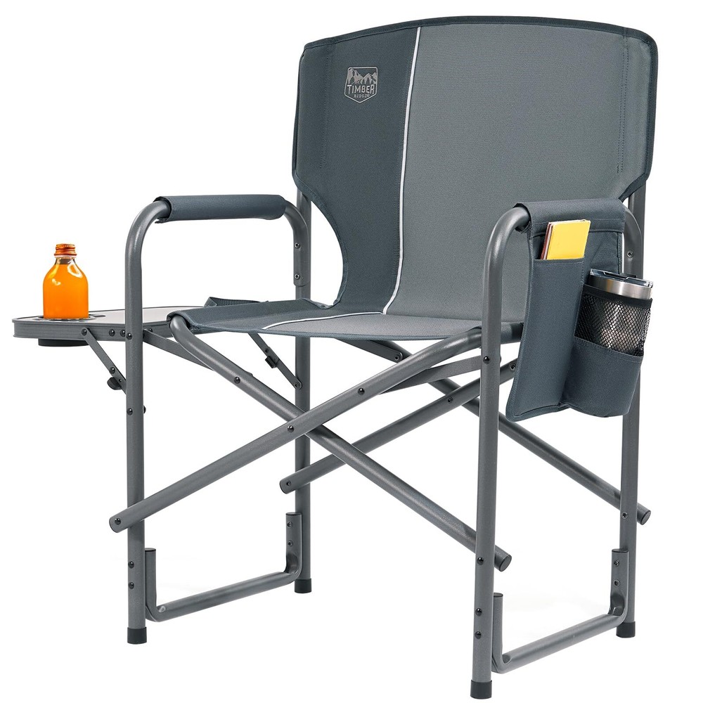 Lightweight Oversized Camping Chair, Portable Aluminum Directors Chair with S...