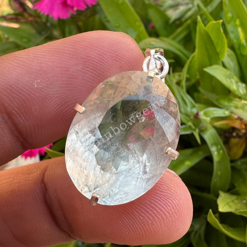 Certified Natural Green Amethyst 28 Ct Loose Gemstone 925 Silver Pendant