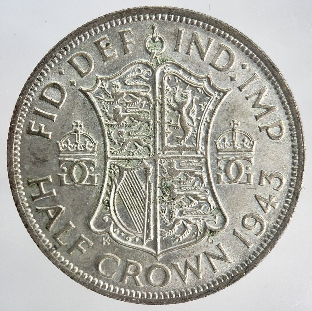 1943 George VI Silver Half-Crown British Coin - High Grade a1974