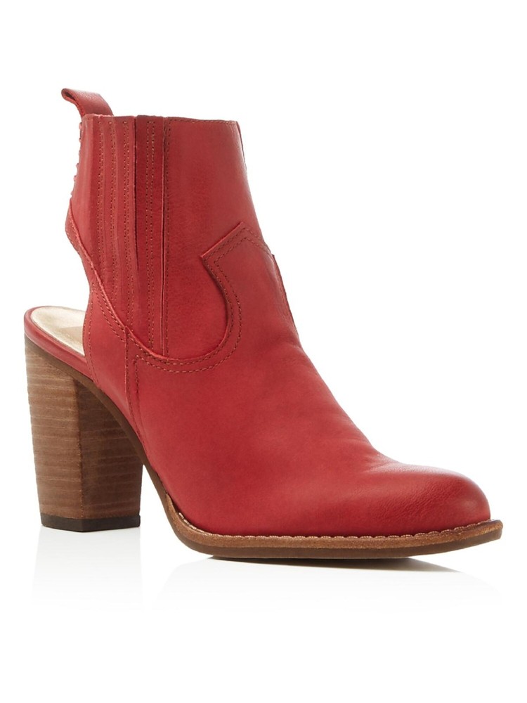 DOLCE VITA Womens Black Red Elastic Panels Pull Tab Jasper Leather Booties 8.5 M
