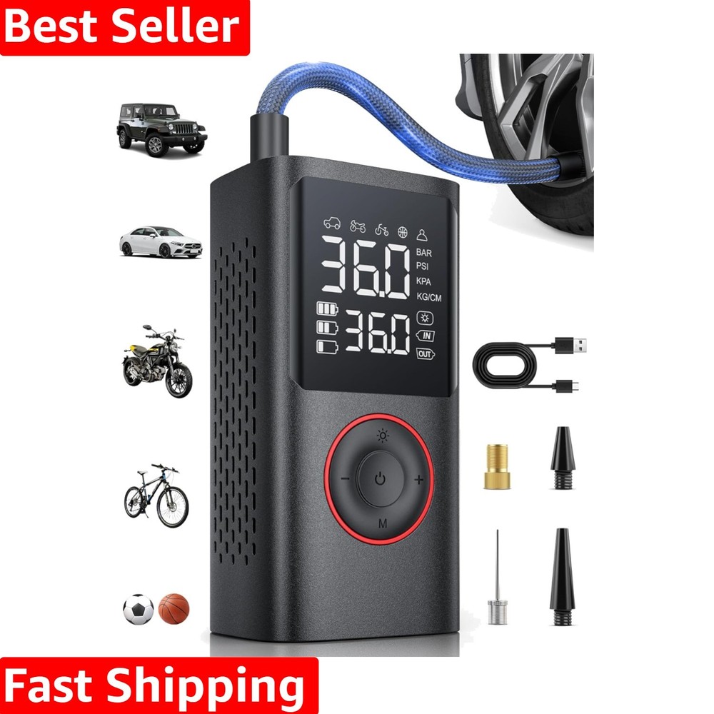 150 PSI Cordless Tire Inflator - Fast & Portable Air Compressor for All Vehicles
