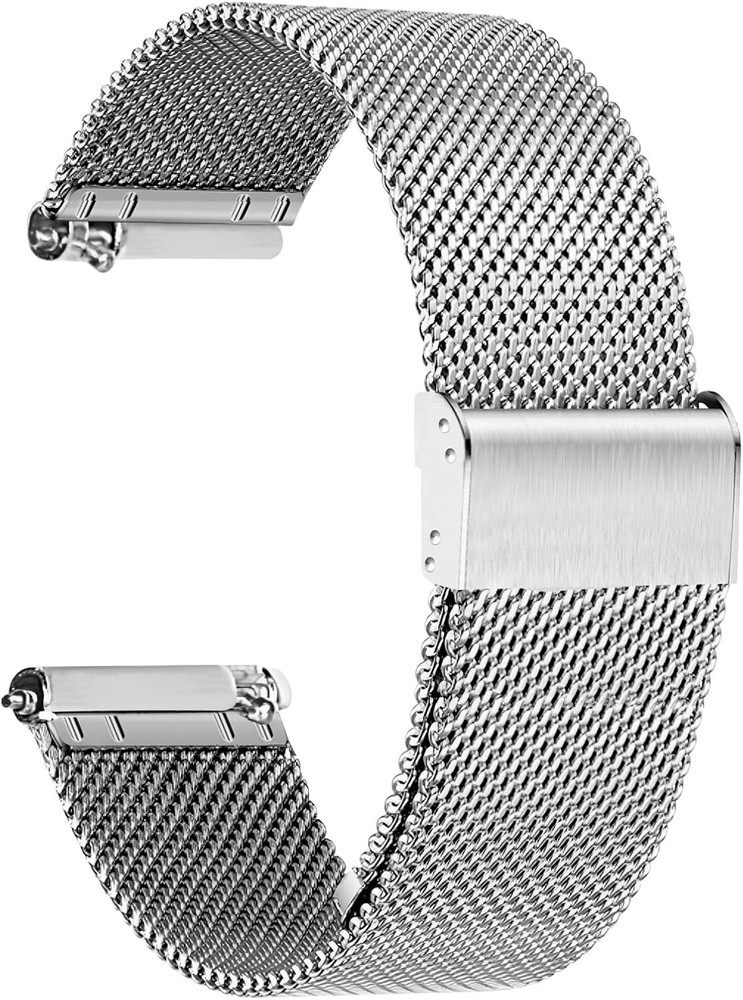 TStrap Mesh Watch Band Metal - Black Quick Release Bands 20mm, Silver