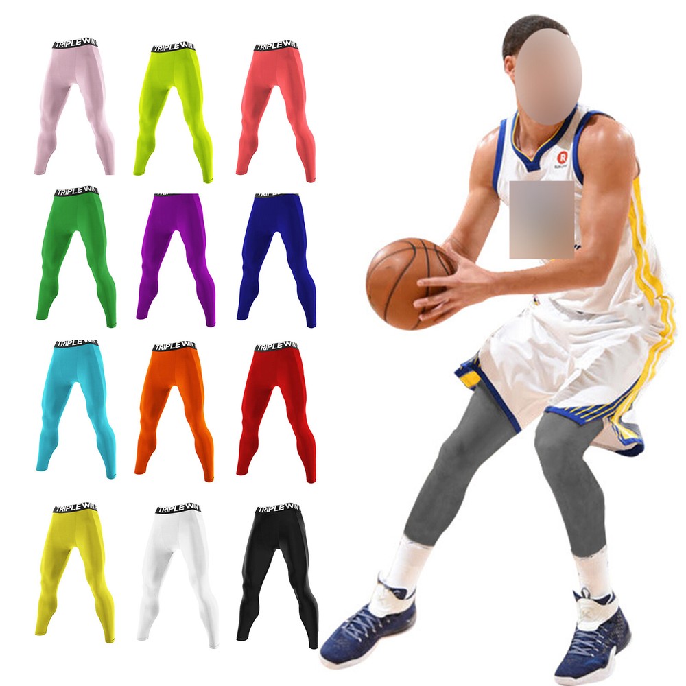 Men's Full-Length Compression Tights for Athletic Performance and Layering