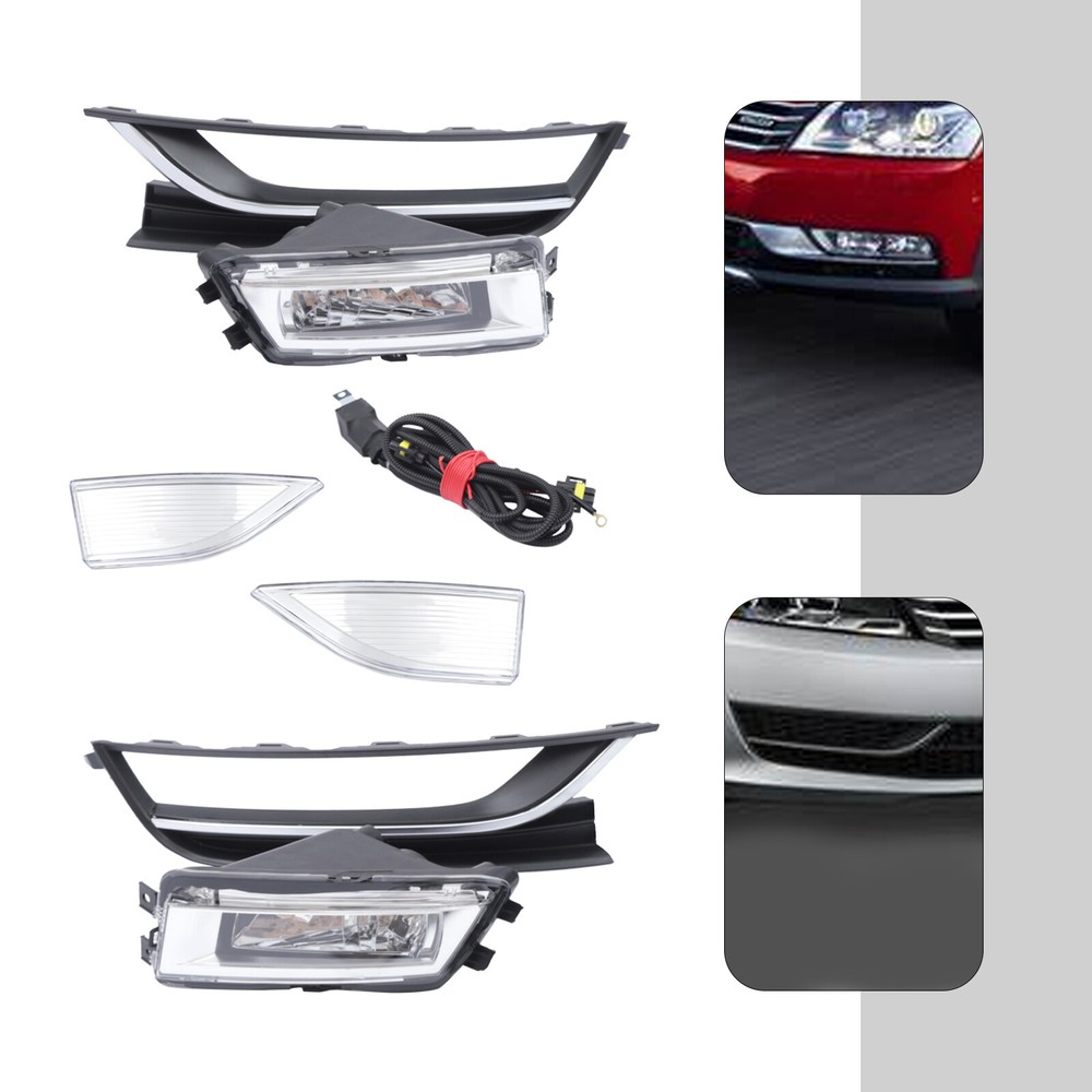 For Volkswagen Passat?2012-2015 Fog Light Kit LH+RH Fog Light W/ Bezels &Trim