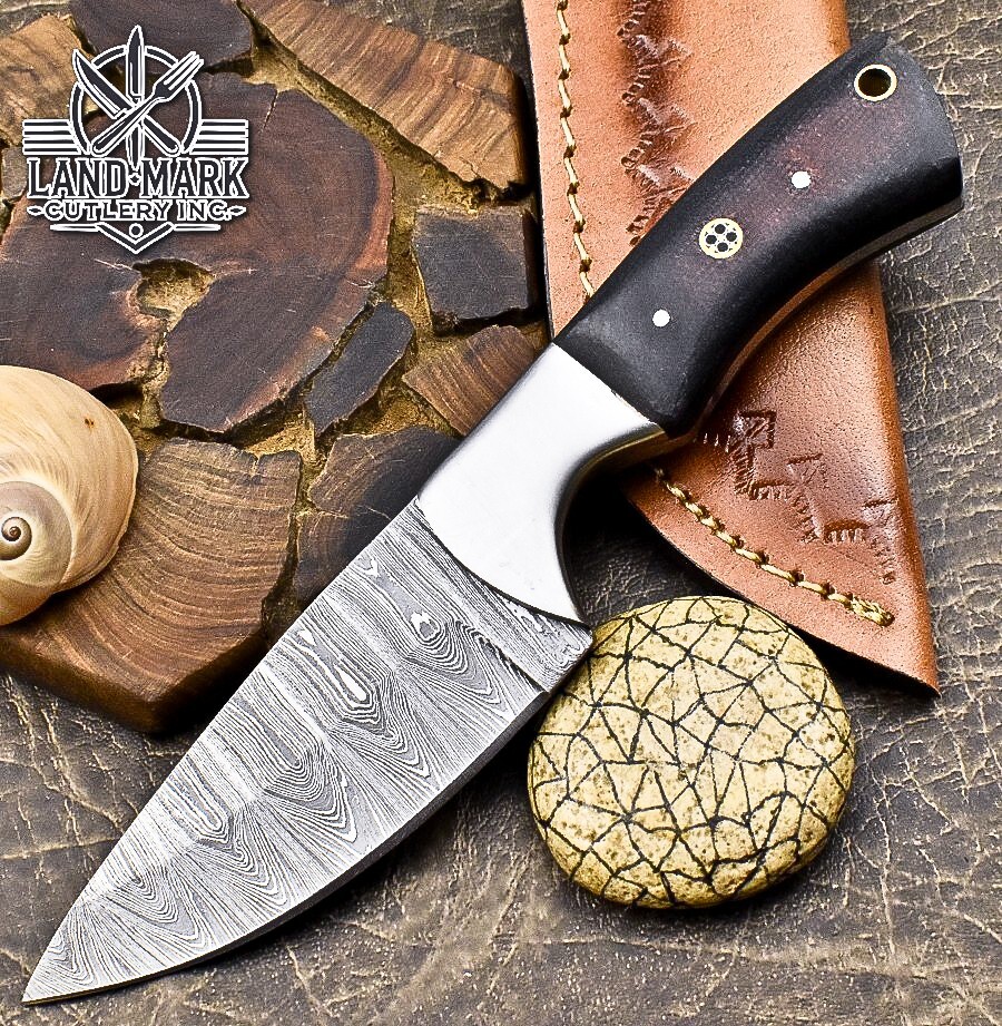 Handcrafted Damascus Hunting Skinner Knife with Micarta Wood Handle  
