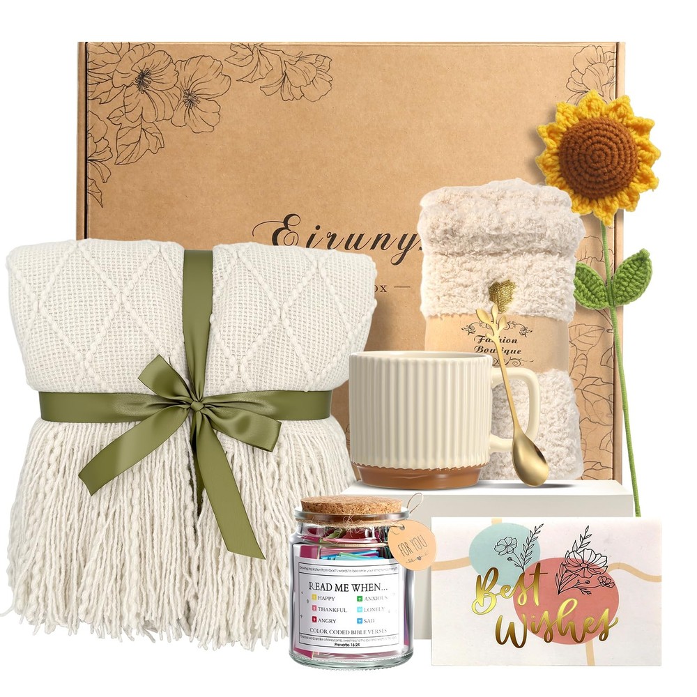 Self Care Gifts for Women Birthday Gift Basket, Sending Sunshine Sunflower Ca...