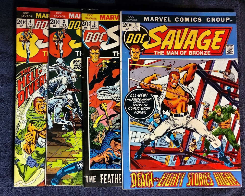 DOC SAVAGE lot #s 1-4 ('72-'73) Nice Conditions, Steranko
