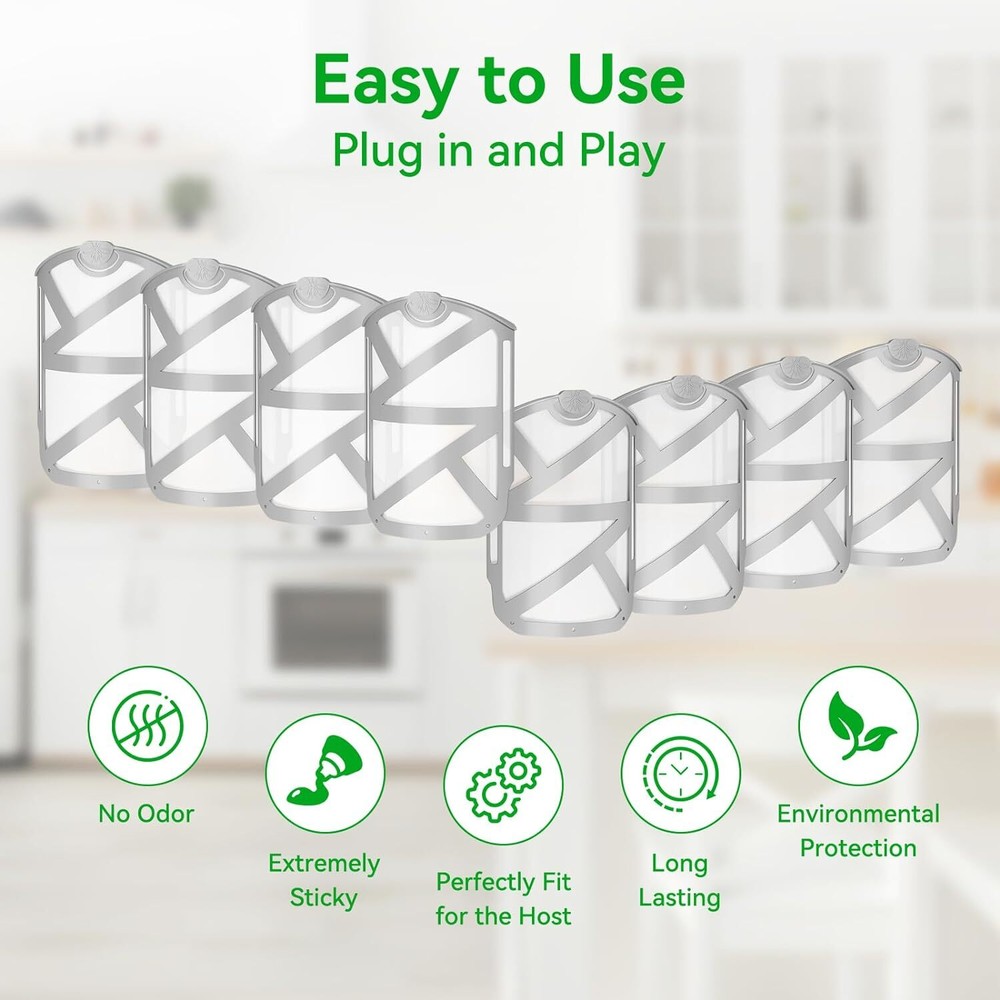 8pcs Refill Cartridges with ZEVO ,Refill Cartridge Kit for Flying Insect Trap