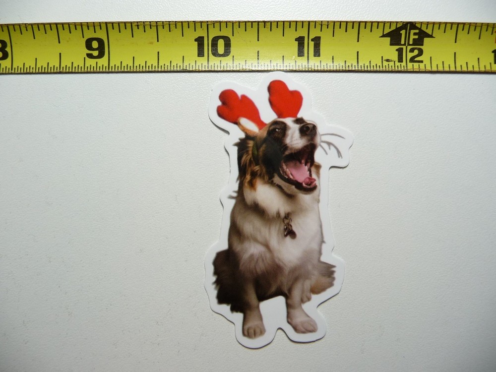 Funny Australian Shepherd Reindeer Antlers Sticker for Dogs and Puppies