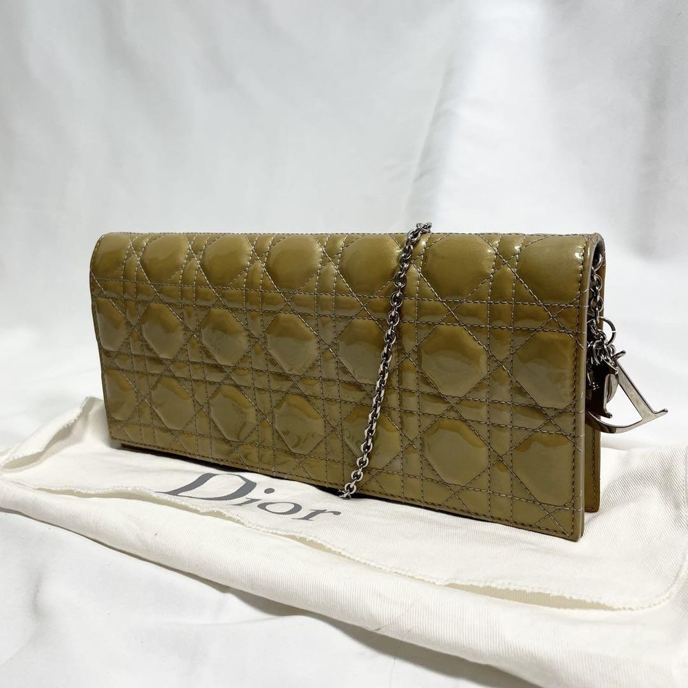 Christian Dior Chain Wallet Canage Lady Multifold Fashion Accessory