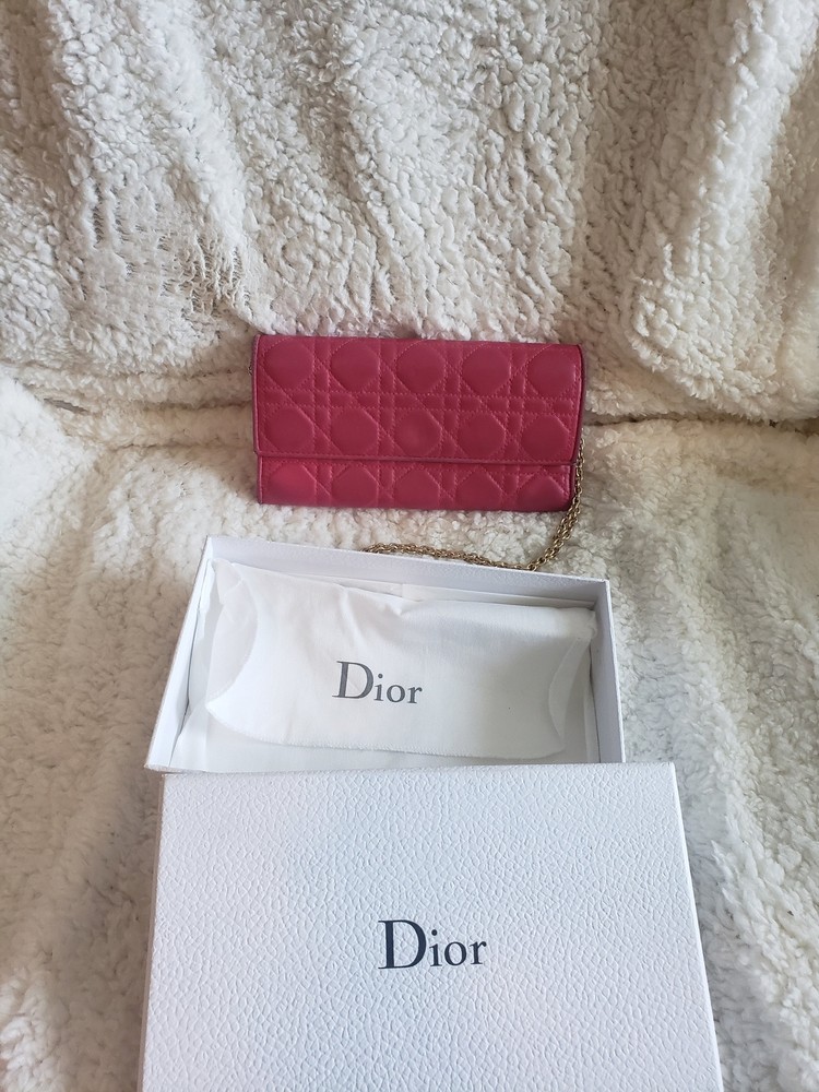 Dior Cannage Quilted Leather Wallet on Chain Black