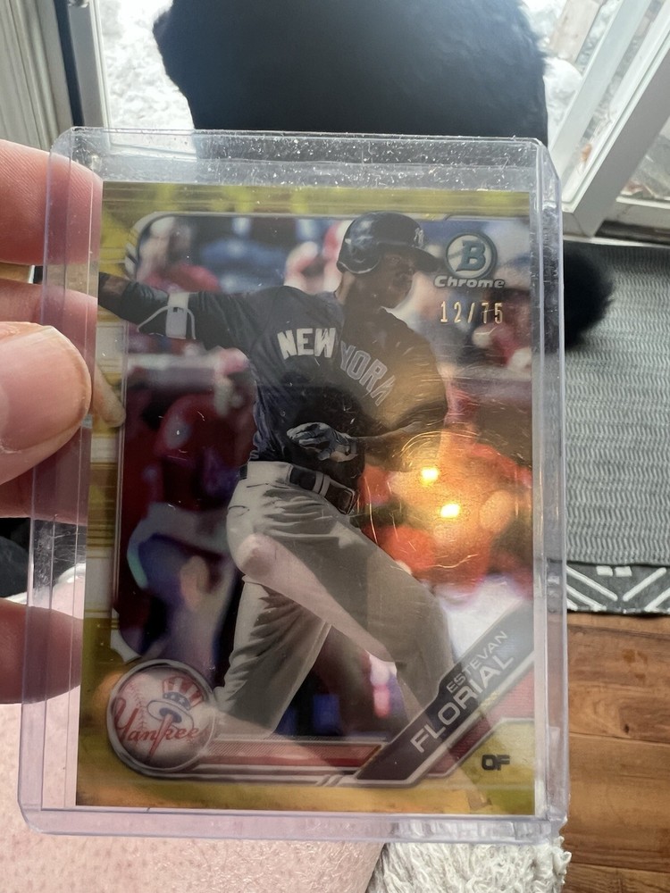 2019 Bowman Chrome Estevan Florial Yellow Refractor #d/75 Yankees BCP-74 Rookie