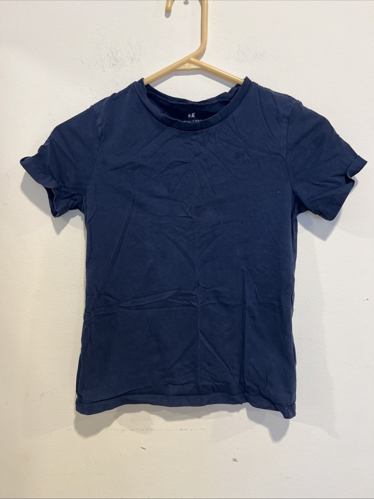H&M Boys Navy Blue Cotton Short Sleeve T-shirt Size EUR 134 US 8/10