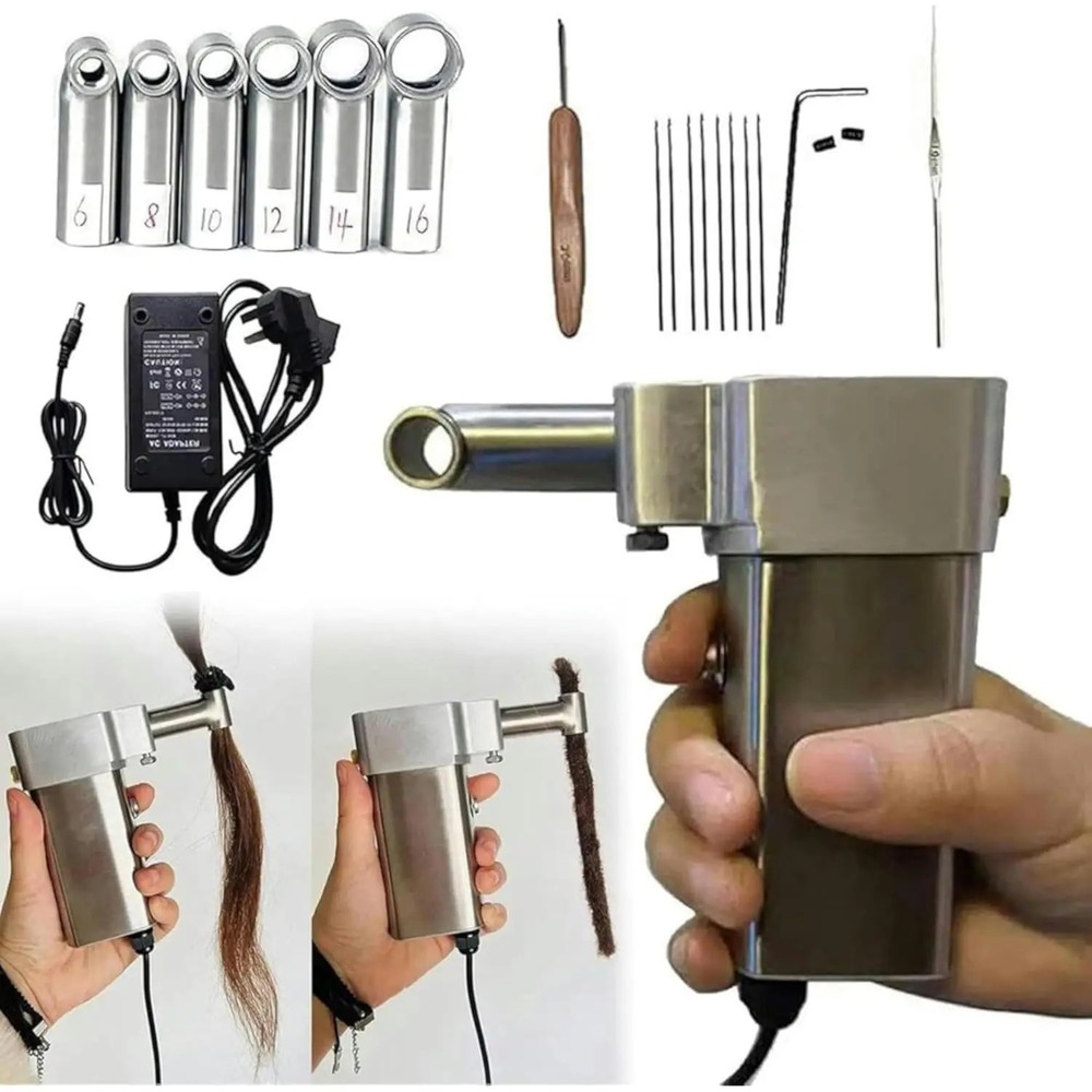 Electric Automatic Dreadlock Maker - Handheld Crochet Tool for DIY Hair Styling