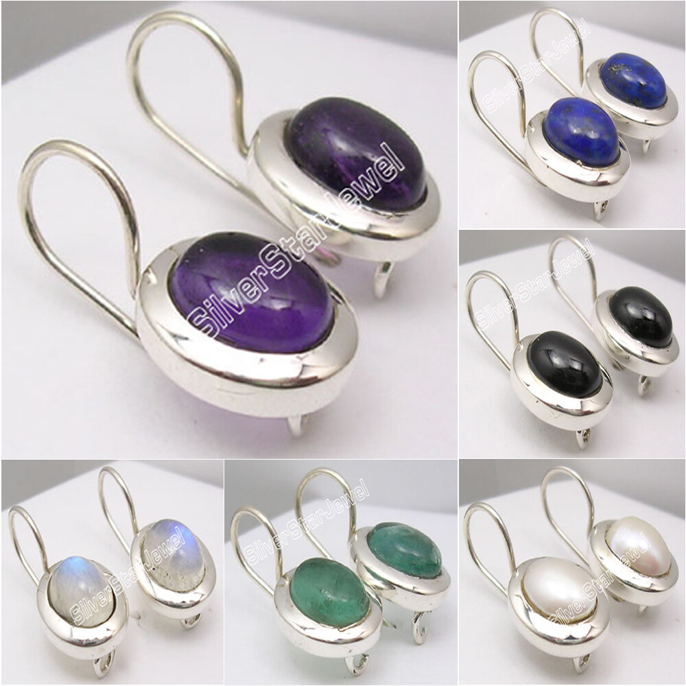 Flash Sale 925 Solid Silver Earrings with Pearl & 13 Gemstones-image