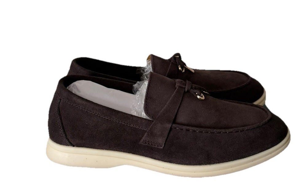 Loro Piana Summer Charm Walk Chocolate Flats Loafer Size 38 EU