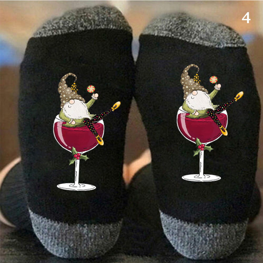 Men's and Women's Contrast Red Wine Cup Casual Socks Sweat-absorbing Sports wi