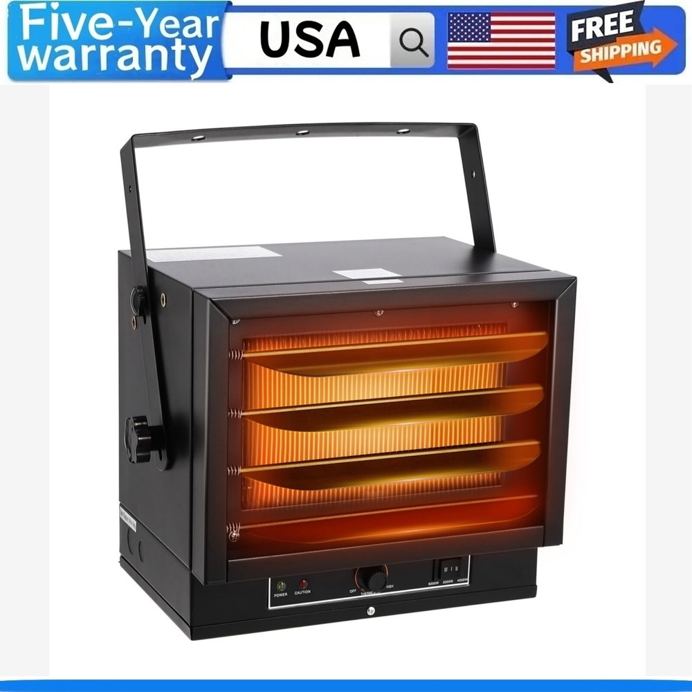 10000W 240V Hardwired Ceiling Mount Electric Garage Heater with Overheat Protection