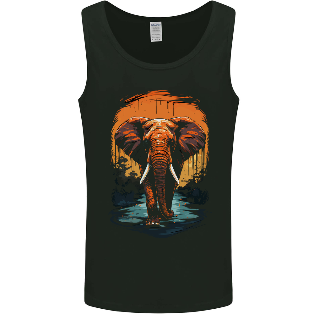 Elephant Sunset Mens Vest Tank Top