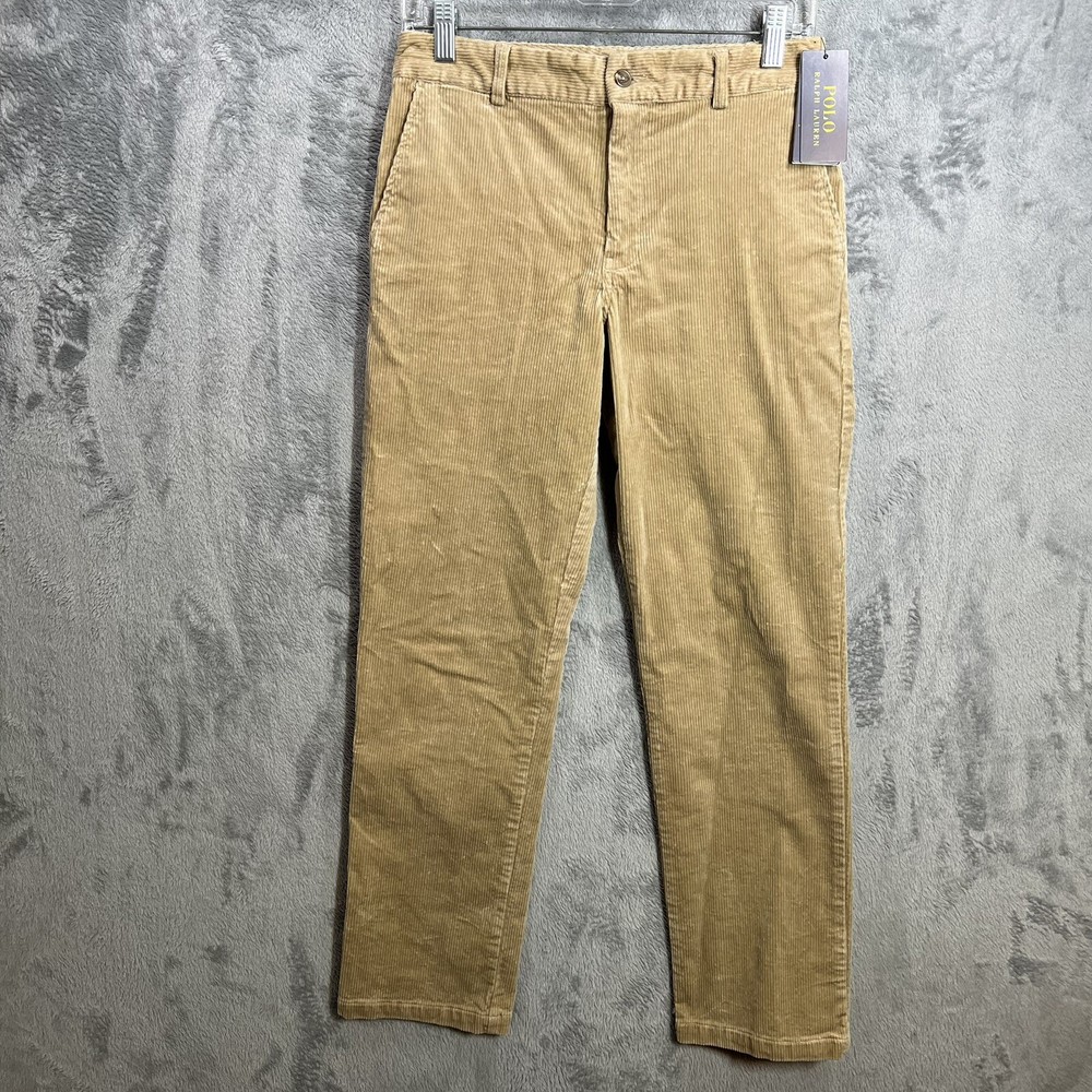 NEW Youth Boys Polo Ralph Lauren Khaki Corduroy Cotton Classic Chino Pants Sz 16