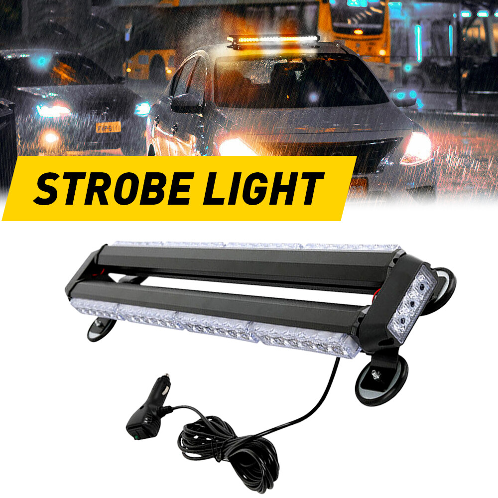 54 LED Emergency Light Bar Rooftop Double Side Strobe Warning Light Amber/White