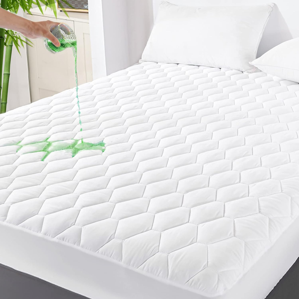 GRT Full Mattress Protector Waterproof, Rayon from Bamboo, Cooling Quilted Fitte