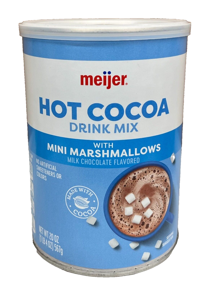 Meijer Mini Marshmallow Hot Cocoa Mix 20 oz Canister for Rich Chocolatey Flavor