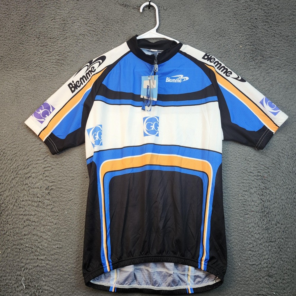 Biemme Cycling Jersey Mens 2XL Blue Black Short Sleeve 1/4 Zip Made in Italy