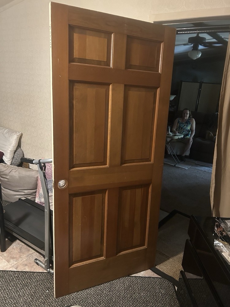 2- 36” solid hard wood panel stain grade doors made in 1930s