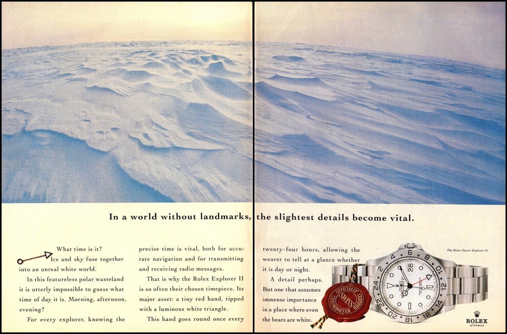 ROLEX Explorer Unreal White World Original 1996 Vintage Print Ad 2 Pages!!