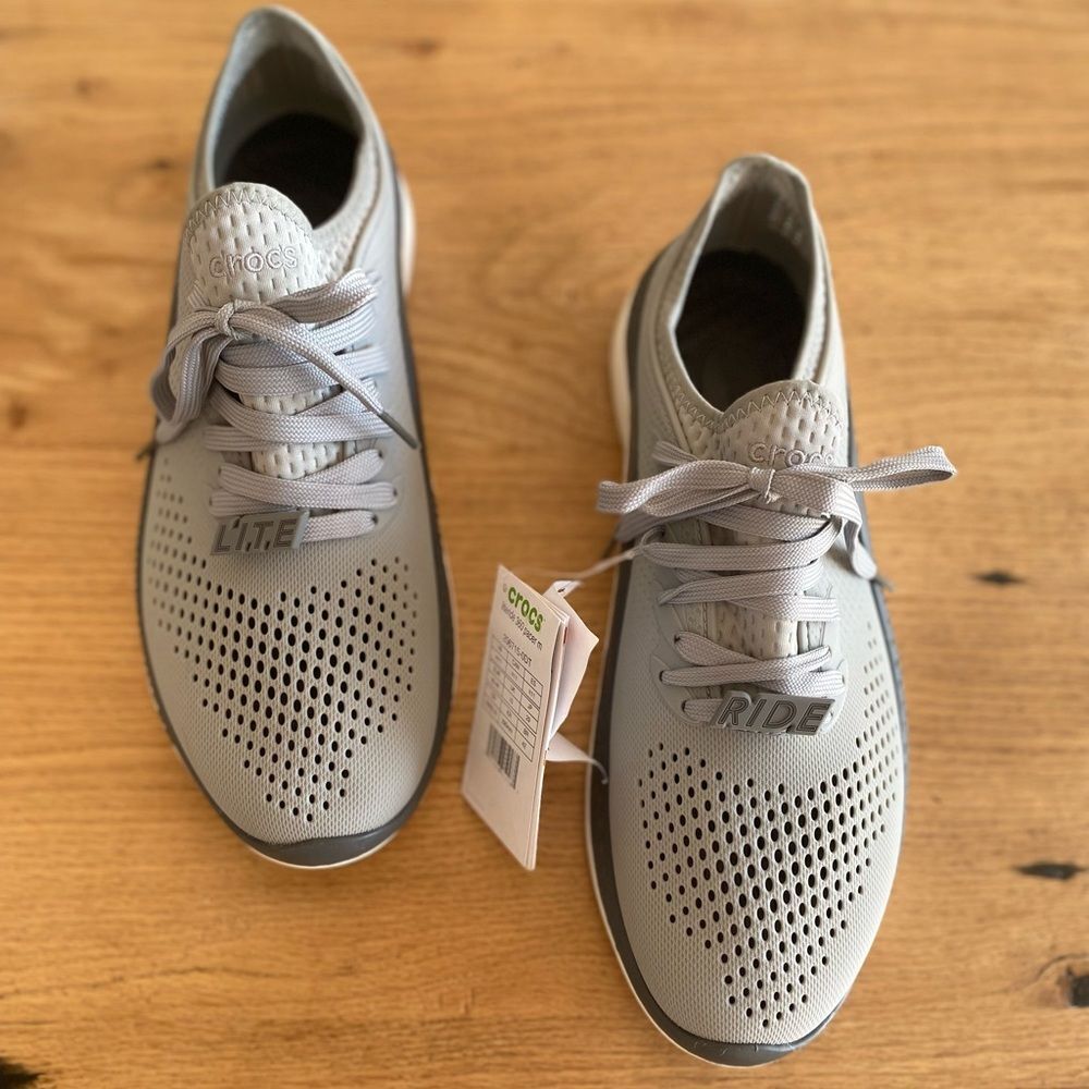 Crocs LiteRide Lace Up Sneakers Gray Men's 11 NWT