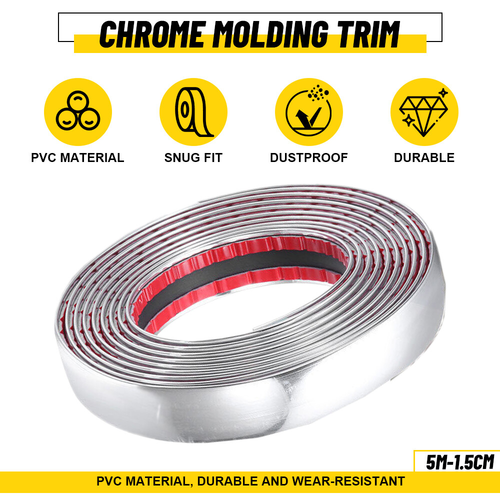 10MM x 5M Chrome Trim Molding Strip Car Door Window Bumper Side Trime Protector